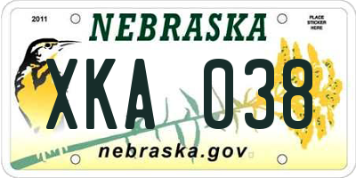 NE license plate XKA038