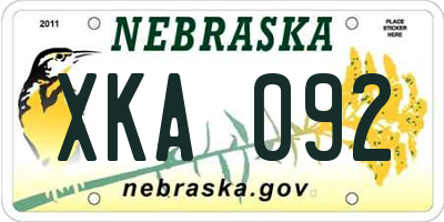 NE license plate XKA092