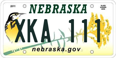 NE license plate XKA111