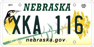NE license plate XKA116