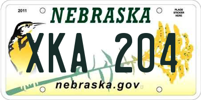 NE license plate XKA204