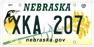 NE license plate XKA207