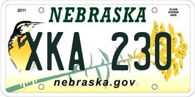 NE license plate XKA230