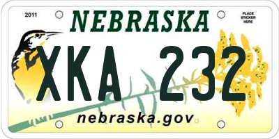 NE license plate XKA232