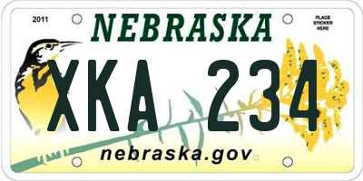 NE license plate XKA234