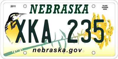 NE license plate XKA235