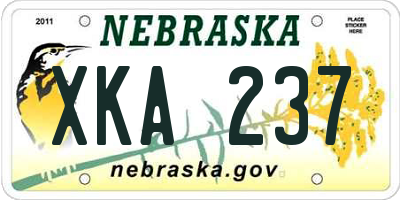NE license plate XKA237