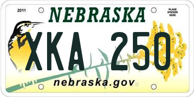 NE license plate XKA250