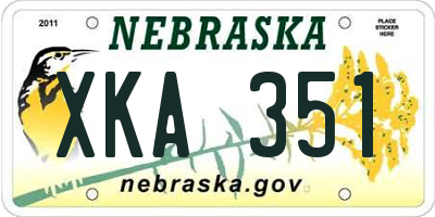 NE license plate XKA351