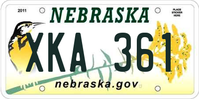 NE license plate XKA361