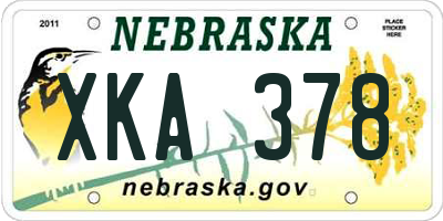 NE license plate XKA378