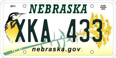 NE license plate XKA433