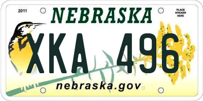 NE license plate XKA496