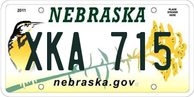 NE license plate XKA715