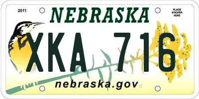 NE license plate XKA716