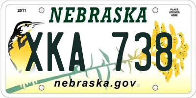 NE license plate XKA738