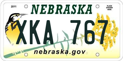 NE license plate XKA767