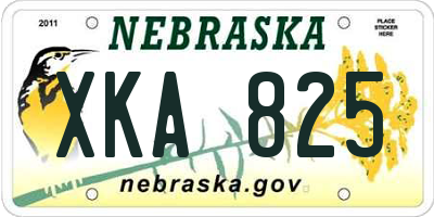NE license plate XKA825