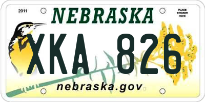 NE license plate XKA826