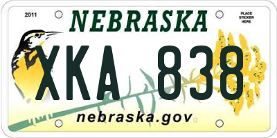 NE license plate XKA838
