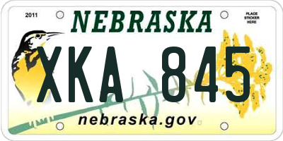 NE license plate XKA845
