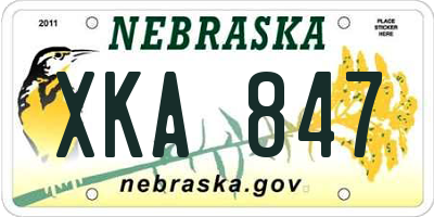 NE license plate XKA847