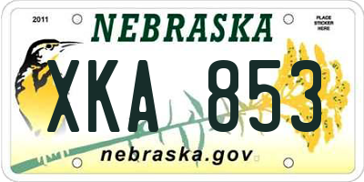 NE license plate XKA853