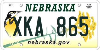 NE license plate XKA865