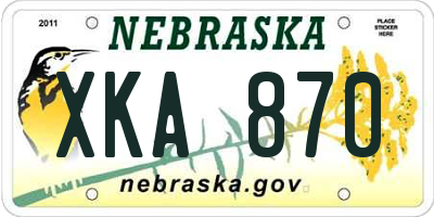 NE license plate XKA870