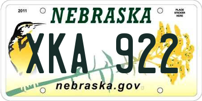 NE license plate XKA922