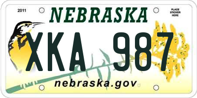 NE license plate XKA987