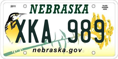 NE license plate XKA989