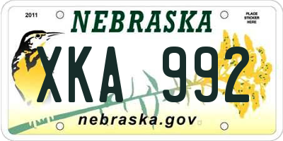 NE license plate XKA992