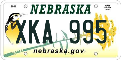 NE license plate XKA995