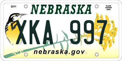 NE license plate XKA997
