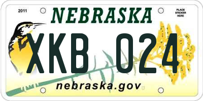 NE license plate XKB024