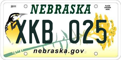 NE license plate XKB025