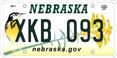 NE license plate XKB093
