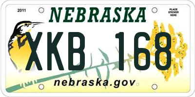 NE license plate XKB168