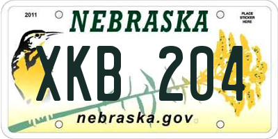 NE license plate XKB204
