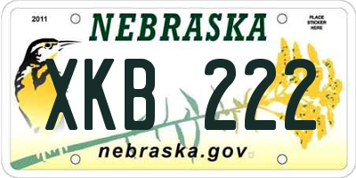 NE license plate XKB222