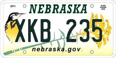 NE license plate XKB235