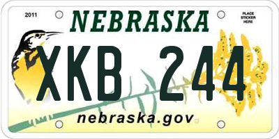 NE license plate XKB244