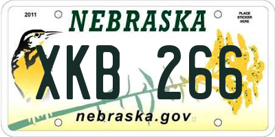 NE license plate XKB266