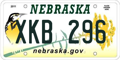 NE license plate XKB296