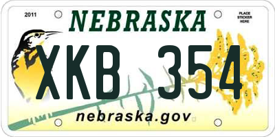 NE license plate XKB354