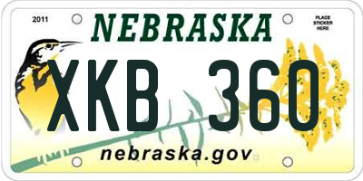 NE license plate XKB360
