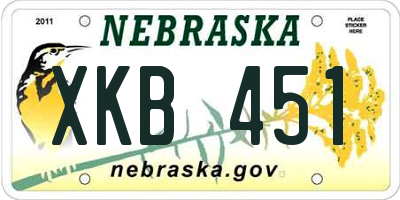 NE license plate XKB451