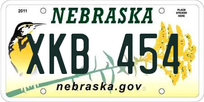 NE license plate XKB454