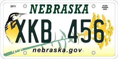 NE license plate XKB456